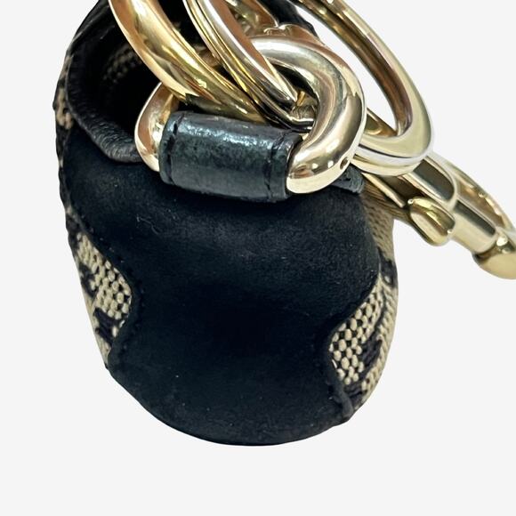 Gucci Mini Sneaker Key Ring Charm Canvas Leather Gold Hardware Made In Italy - Picture 8 of 8